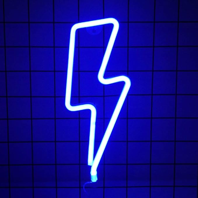 NiniTe LIGHTS Cute Neon Lightning Sign, Battery or USB Powered Night Light as Wall Decor for Kids Room, Bedroom, Festival, Party (Lightning-B)