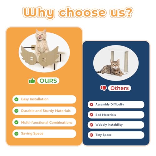 automoris Prateleiras de parede para gatos, móveis de parede para gatos, 8 peças, parede de escalada