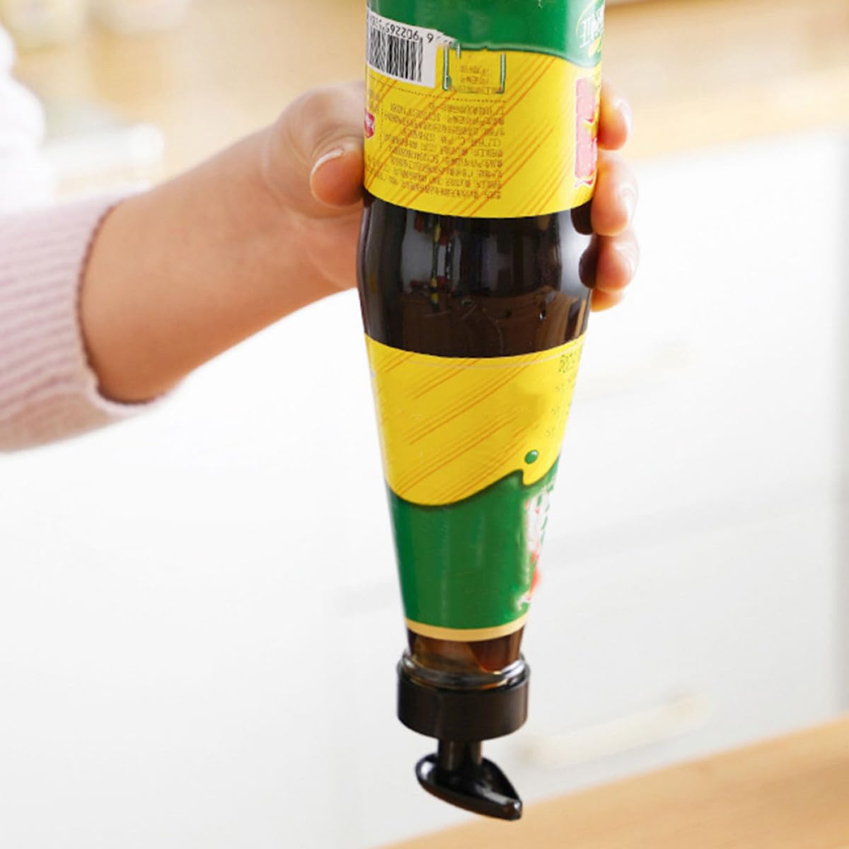 SHINEOFI Oyster Sauce Pump Dispenser Plastic Nozzle with Hose 2.9cm Diameter Black Press Pump for Kitchen Condiment Bottles 12pcs Set