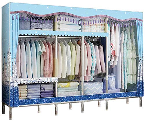 Armario portátil estante de acero organizador de almacenamiento para ropa de dormitorio