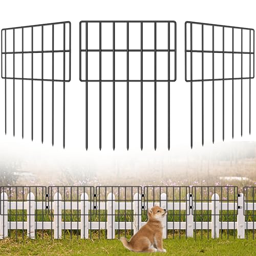 IMSGVIFO 20 Stück Steckzaun Metall,Teichzaun 43cm Hoch,Oberbogen Rund...