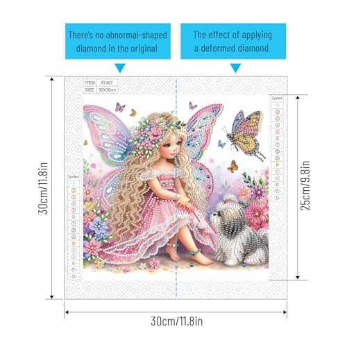 Image of AiYuanzsh Diamond Art Painting Kits for Adults, 5D Special Shape Diamond Art Kits for Beginners, Crystal Rhinestones Diamond Art Painting for Home Wall Decoration Gift 12x12 inch, Princess Elf
