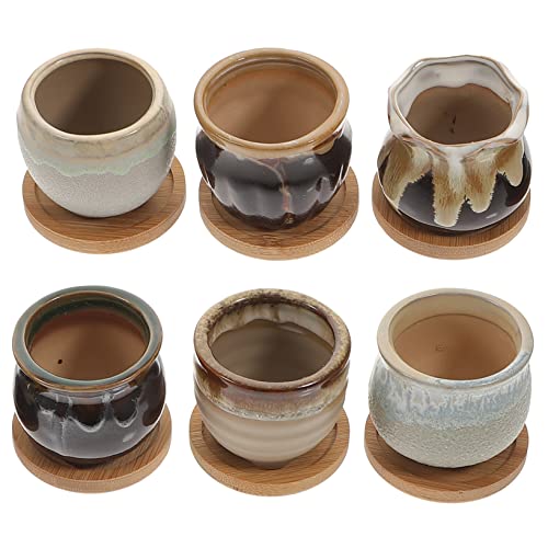 SUPVOX 1 Juego Maceta Bonsái Titulares Maceteros Planta De Interior Hogar Florero Soporte De Planta Falso Pararse Artificial Suculento Mini Jardinera Suculenta Rueda Bambú 6 Piezas