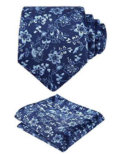 Image of Alizeal Mens 3.15inches Leaf Flower Pattern Tie Set