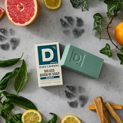 Image of Duke Cannon Seawolf Big Brick of Soap for Men - 10 oz | Coastal Air + Citrus Scent - Triple-Milled Men's Bar Soap - Deep-Cleansing Bath Bar
