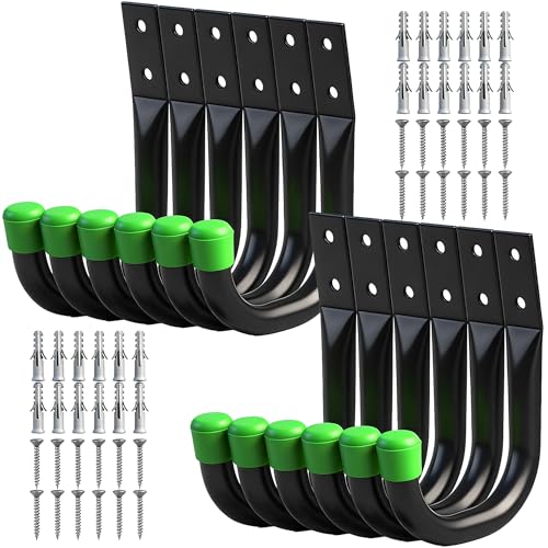 Image of SWANLAKE Heavy Duty Garage Storage Utility Hooks, Utility Hooks for Garage Wall,Color Black (12PCS)