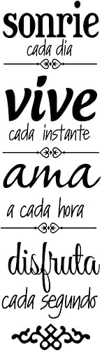 Calcomanía de pared con reglas familiares inspiradoras españolas, Sonríe, Vive, cita AMA para comedor y sala de estar, arte de vinilo de PVC