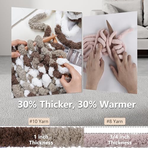 Image of Cozyful Chunky Yarn for Hand Knitting - #10 Chunky Chenille Blanket Yarn, Jumbo Big Thick Chunky Yarns for Crocheting, Tie Dye Bulky Knit Yarns, 8 Skein (20 yds 8 oz Each Skein), Multi Coffee & White