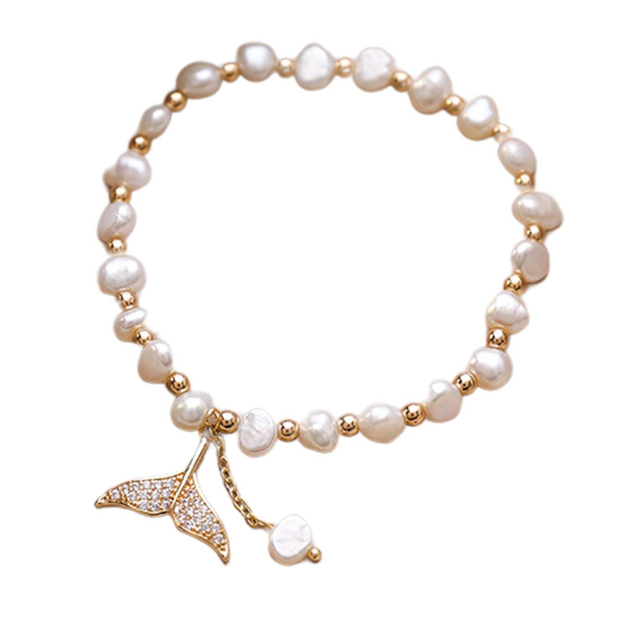 EmNarsissus Fashion Women's Jewelry Bracelet Mermaid Tail Shape Pearl Bracelet Simple And Fresh Design Bracelet For Female Gift