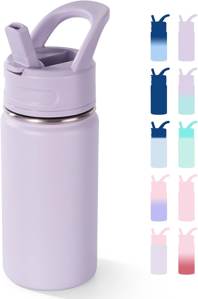 Fijinhom 12oz Kids Water Bottle for School, Toddler Bottles with Straws, Stainless Steel Vacuum Insulated Water Bottle