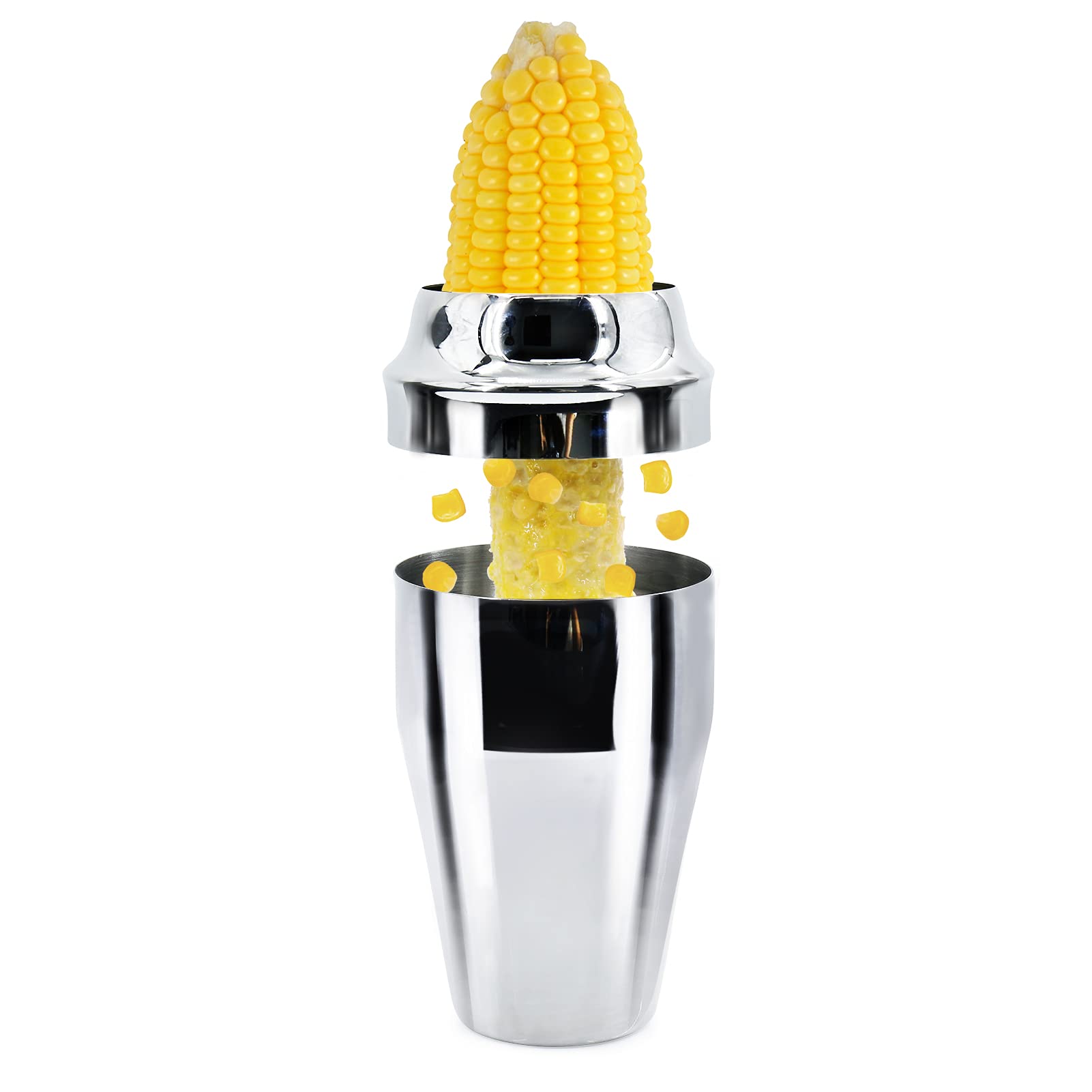 Newness Corn Stripper Peeler, Corn Cutter with Cup, 304 Stainless Steel Cob Corn Thresher Stripping Tool, Corn Cutter Off Cob Kernel Remover Slicer with Serrated Sharp Blade for Home & Kitchen