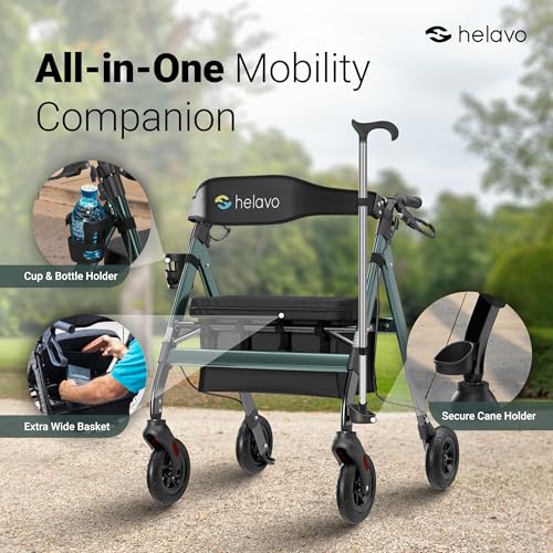 Best Rollator Walker for Tall Person: Top Picks for Comfort & Stability (2026) 2 Helavo Bariatric Walker with Large, Height-Adjustable Seat, 500 lbs Weight Capacity, 8-inch Wheels, 28-inch Wide - Extra Wide Heavy Duty Rollator for Seniors