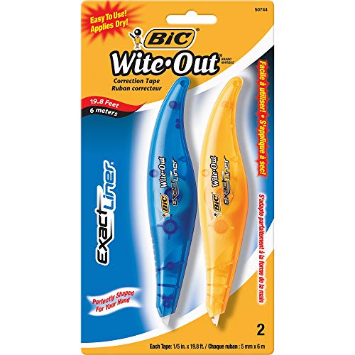 BIC Wite-Out Brand Exact Liner Correction Tape, White, 2-Count