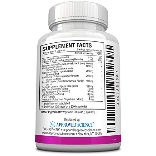 Approved Science Menoprin - Menopause Support - Protykin, Black Cohosh - 60 Capsules - 1 Bottle Menoprin Day - Vegan #TOP2