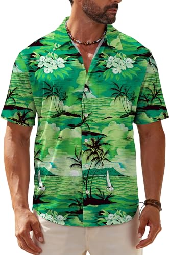 KYKU Hawaiian Mens Vacation Shirt Tropical Print Shirts...