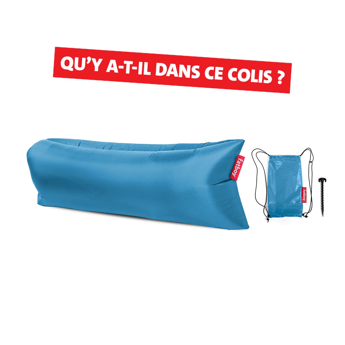 Fatboy Lamzac 3.0 Canapé Gonflable - Sofa pour l'Intérieur et l'Extérieur - Pas de Pompe Nécessaire - Fauteuil Gonflable en Polyester Résistant à l'Eau & aux Salissures - 200 x 90 x 50 cm - Bleu Brume