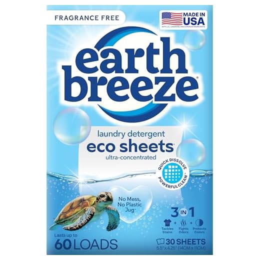 Earth Breeze Laundry Detergent Sheets Fragrance-Free - 60 Loads Eco Liquidless Soap - Travel-Friendly for Hot & Cold Cycles, Tackles Tough Stains & Odors - Gentle on Sensitive Skin, 30 Ct