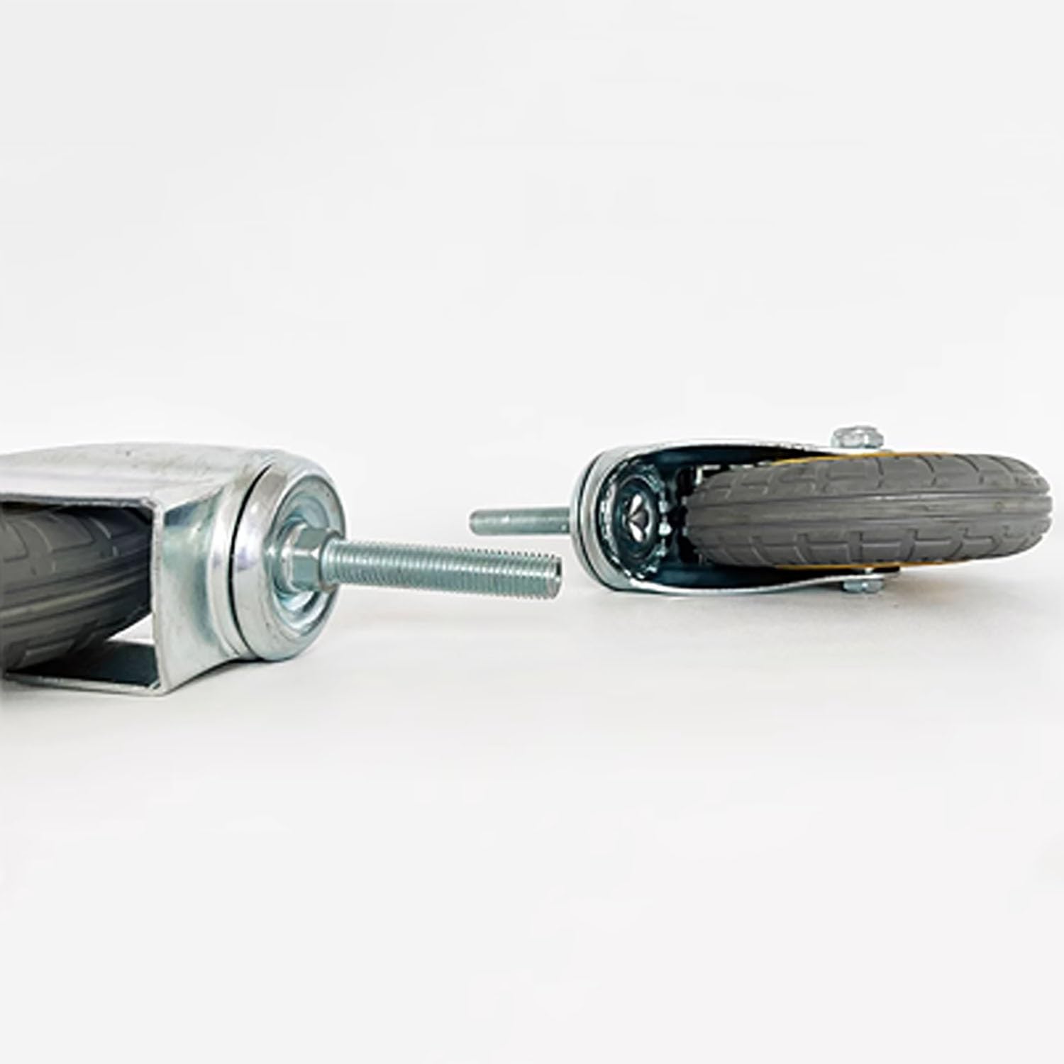 75/100/125mm Rotelle Girevoli con Perno Filettato M12, Ruota Girevole Silenziosa in Gomma Piena con Freno, Ruote per mobili, portante 70kg Set di 4(Swivel,3inch)