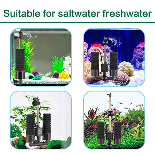 Image of AQQA Aquarium Electric Power Sponge Filter,3W /5W Silence Submersible Foam Filter,Sponges Bio Ceramic Media Balls Double Filter for Saltwater Freshwater Fish Tank (S)