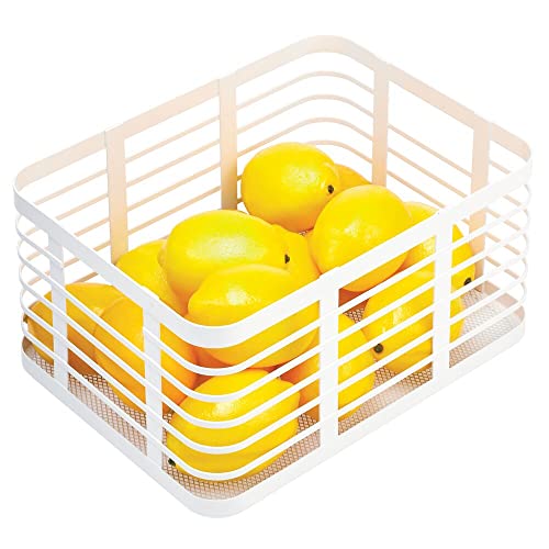 mDesign Set van 6 multifunctionele manden voor het hele huis – opbergmand van metaal voor keuken, voorraadkamer, badkamer enz. – compacte en universele draadmand – wit - Image 5