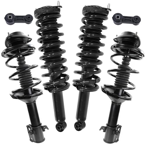 Image of Detroit Axle - 6pc Suspension Kit for 2000-2004 Subaru Outback, 4 Front Rear Struts with Coil Spring Assembly 2 Front Sway Bar End Links 2001 2002 2003 Replacement