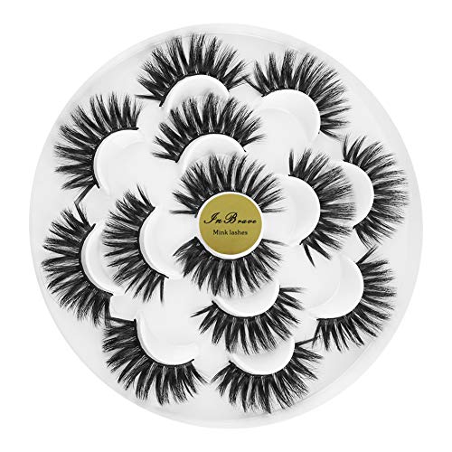 InBrave 7 Pairs 6D Lashes Luxurious Volume Fluffy False Eyelashes Pack Soft Thick Handmade Fake Eyelashes Makeup Lashes Reusable …
