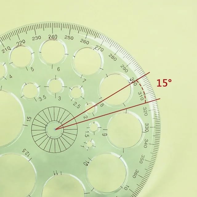 White Full Circle Template Plastic Round Protractor 360 Degree for Painting Drawing Drafting Tool 16 Circular Sizes,Technical Drawing Supplies,Protractors - Image 6