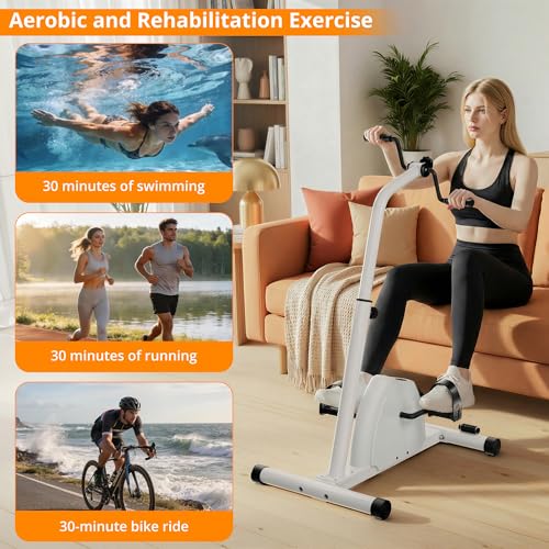 Image of RYGEO Arm Leg Pedal Exerciser Bike Hand Arm Leg and Knee Peddler Adjustable Fitness Equipment for Seniors Cardio Exercise