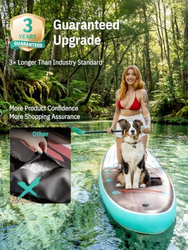 Image of Niphean (Extra Large) Inflatable Paddle Board, SUP for 2+1 People /Family 500lbs Capacity Stand Up Paddle Board with SUP Accessories, StabilTrac Fin Non-Slip Paddleboard for Adults