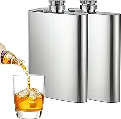 Kit 2 Cantil Cantis de Bolso em Aço Inox 224ml Portátil para Bebidas Whisky Vodka Gin Cachaça