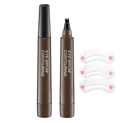 Miniatura 9 de Juego de 2 lápices de cejas 3D  Maquillaje de ojos Micro 4 puntos para cejas Lift & Snatch Kit de lápiz de cejas con 3 plantillas de cejas de larga