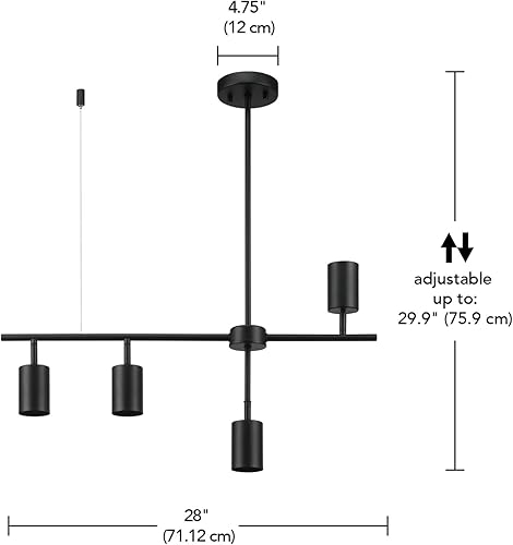 Miniatura 2 de Globe Electric 64000048 Iluminación geométrica de pista de 4 luces de altura ajustable, negro mate, luz de techo, cabezales de luz de pista,