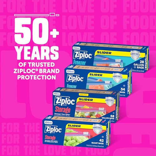 Image of Ziploc Slider Storage Bags gallon, 4 Pack, 26 Ct (104 Total Bags)(Plastic, Transparent)
