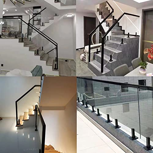 KMERCE Stehende Glasklemme Schwarz, Große Glasklemme aus 304 Edelstahl, Glashalter für Treppen, Halterung für Glas, Zaun, Pool, Wand, Zaun, Glas für Handläufe, Balkon, Treppengeländer, H160mm