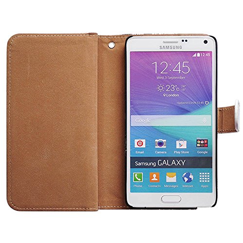 Bcov Bfun Packing Flower Floral Skull Multifunction Wallet Purse With 9 Slots/Money Pocket Leather Case For Samsung Galaxy Note 4 #TOP7