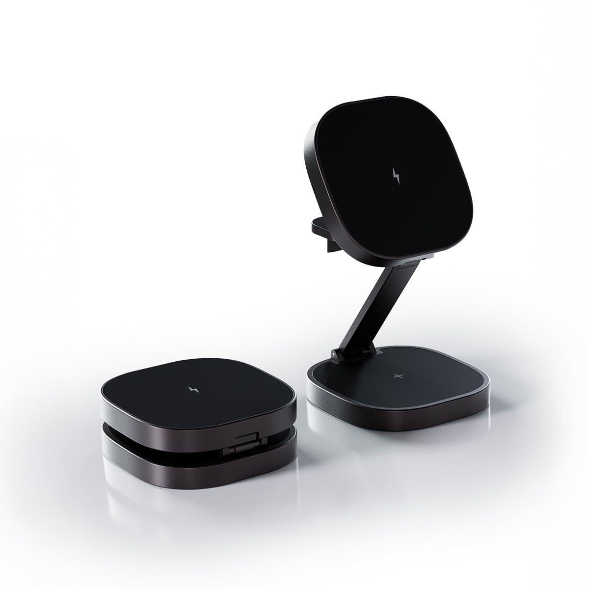 Caricabatterie 3 in 1 da 25 W, stazione di ricarica wireless pieghevole per iPhone, Apple Watch e AirPods, mini supporto di ricarica wireless con LED e USB-C, compatibile con Qi e MagSafe