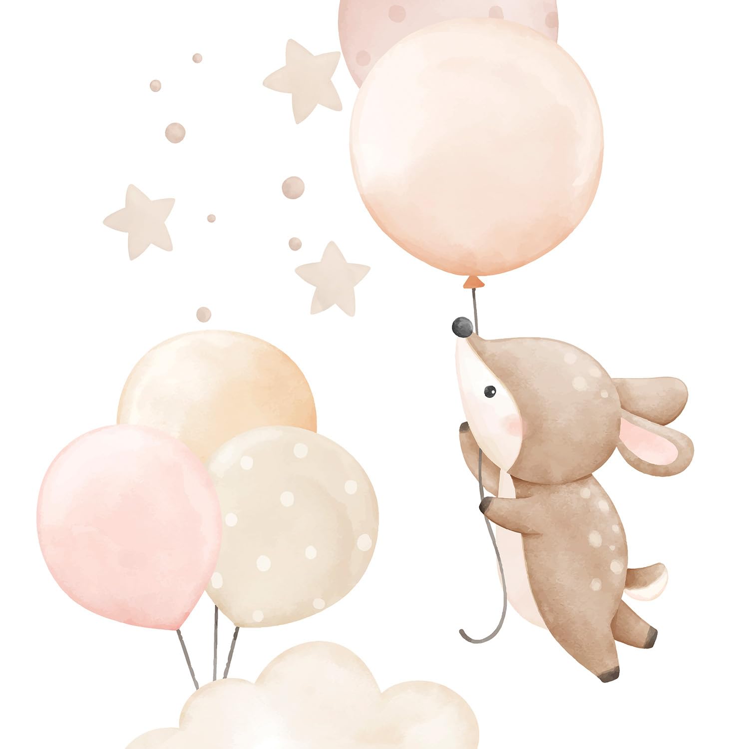 Rasch Kindertapete Hase, Wolken & Ballons Kids World II - Verspielte Fototapete Tiere in Pink für ein ruhiges Wohnambiente im Mädchen und Jungen Zimmer - 2,8 m x 1,59 m