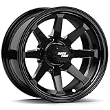 RockTrix RT102 12 inch Golf Cart Wheel, 12x7 Gloss Black Rim, Compatible with Club Car EZGO and for Yamaha Golf Carts, 4x4 4x101.6 Bolt Pattern, Single Wheel