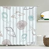 Cartoon Duschvorhang Badezimmer 3D-Farbe Ozean Seestern Muschel wasserdichter Trennvorhang mit Haken S.11 90x180cm