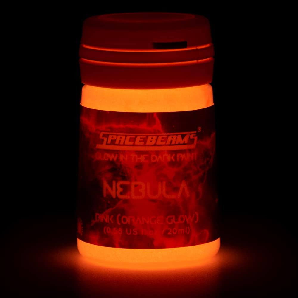 SpaceBeams Nebula Glow in the Dark Paint (0.68 Fl Oz) Pink With Orange Glow, Non-Toxic, Water Based