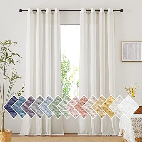 NICETOWN Linen Curtains 135 inches Length for Living Room, Grommet Linen Blend Window Treatments Privacy with Light Filtering for Bedroom/Farmhouse, W52 x L135, 2 Panels, Natural
