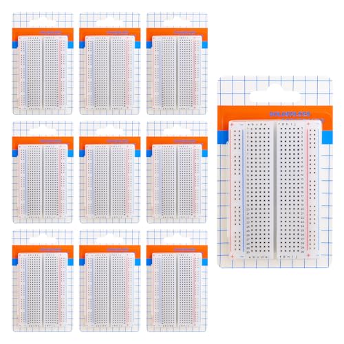 10PCS Breadboard Mini 400 Pin Contactos Sin Soldadura Tabla de Prototipos Placa de Pruebas Protoboard Compatible con Arduino Raspberry Pi para Proyectos DIY
