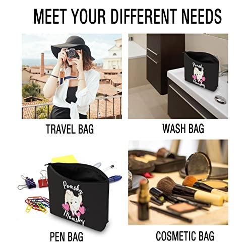 JXGZSO Pomsky Momsky Make-up-Tasche, Zwergspitz, Husky-Mix, Hundebesitzer, Geschenkidee für Hunde, Mutter, Pomsky, Pomsky Momsky B