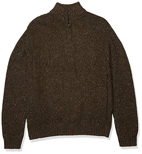 Lucky Brand Men's Donegal Half Zip Mock Neck Sweater, Heather Olive, L