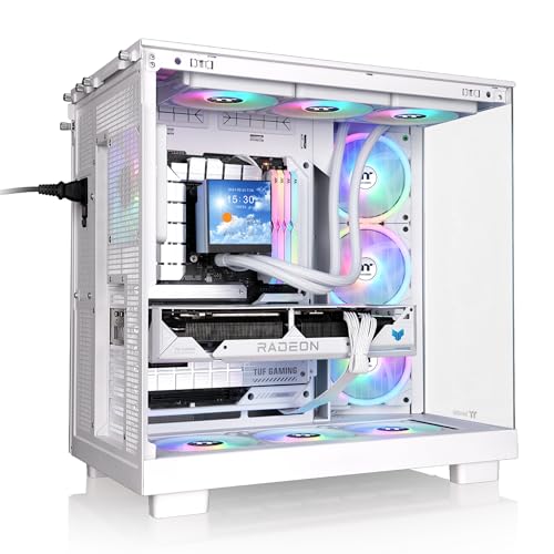 Image of Thermaltake View 380 XL WS ARGB; Mid Tower Chassis; Side Wood Trim; 4x120mm ARGB Lite Fans Included; 420mm GPU Clearance; ATX /mATX /mITX; Hidden Connector Support; Dual Chamber; Snow; CA-11E-00M6WN-WS