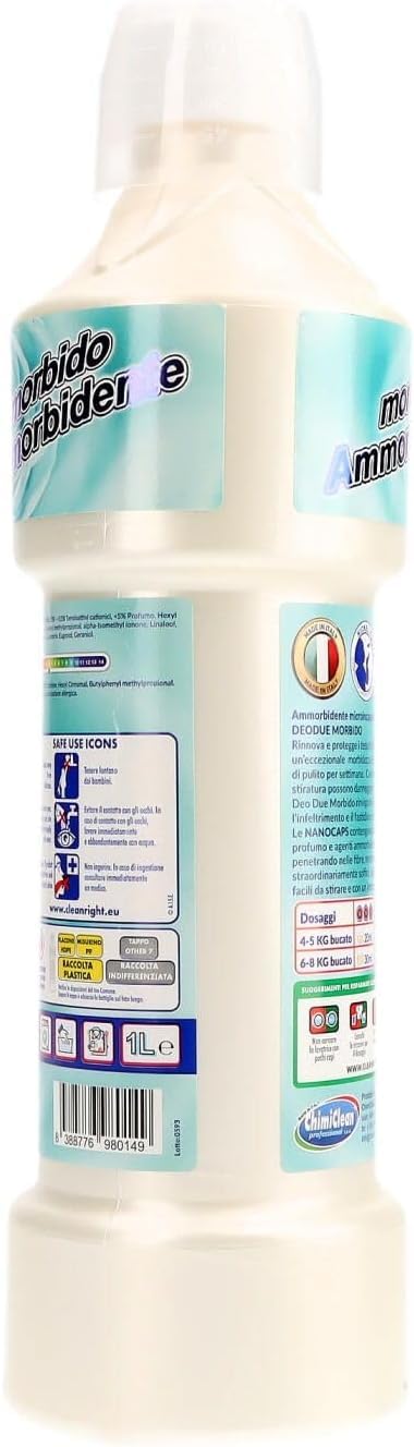 Deo Due Morbido - Suavizante concentrado "Fiori d'Acqua/Waterflowers" 6 x 1 L - Lavado extra suave, aroma fresco de larga duración, para todos los textiles + Polpa italiana Gourmet