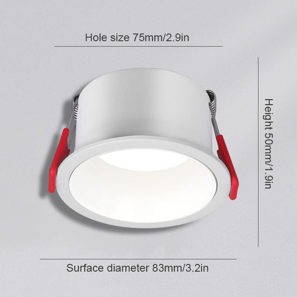 Downlight a Led Antiriflette, Illuminazia Led a Led Led Laterale Stretto Downlight, 5W/7W/10W/20W, 3000K-6000K Bianco Caldo, Cri92, Rivestimento Del Deflettore, Luce a Soffitto a Led 12/3000K/7