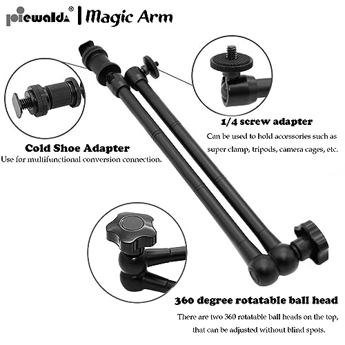 Image of 20 inch Magic Arm Clamp Kit with 1 /4 inch & 3 /8 inch Thread Clamp,Adjustable Friction arm- Articulating arm,with /Phone Clip /Tripod Mount Adapter,for Action Camera /DSLR /LCD Monitor /LED Lights /Cell Phone