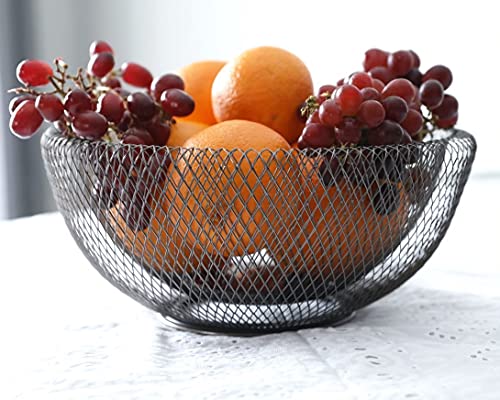 Nifty Solutions Large Oil Rubbed Bronze Decorative Mesh Bowl – Modern Metal Fruit Basket, Lightweight Double Walled Design, Kitchen Counter Organizer, Decorative Home Decor Storage Holder, (7531Orb) #TOP4